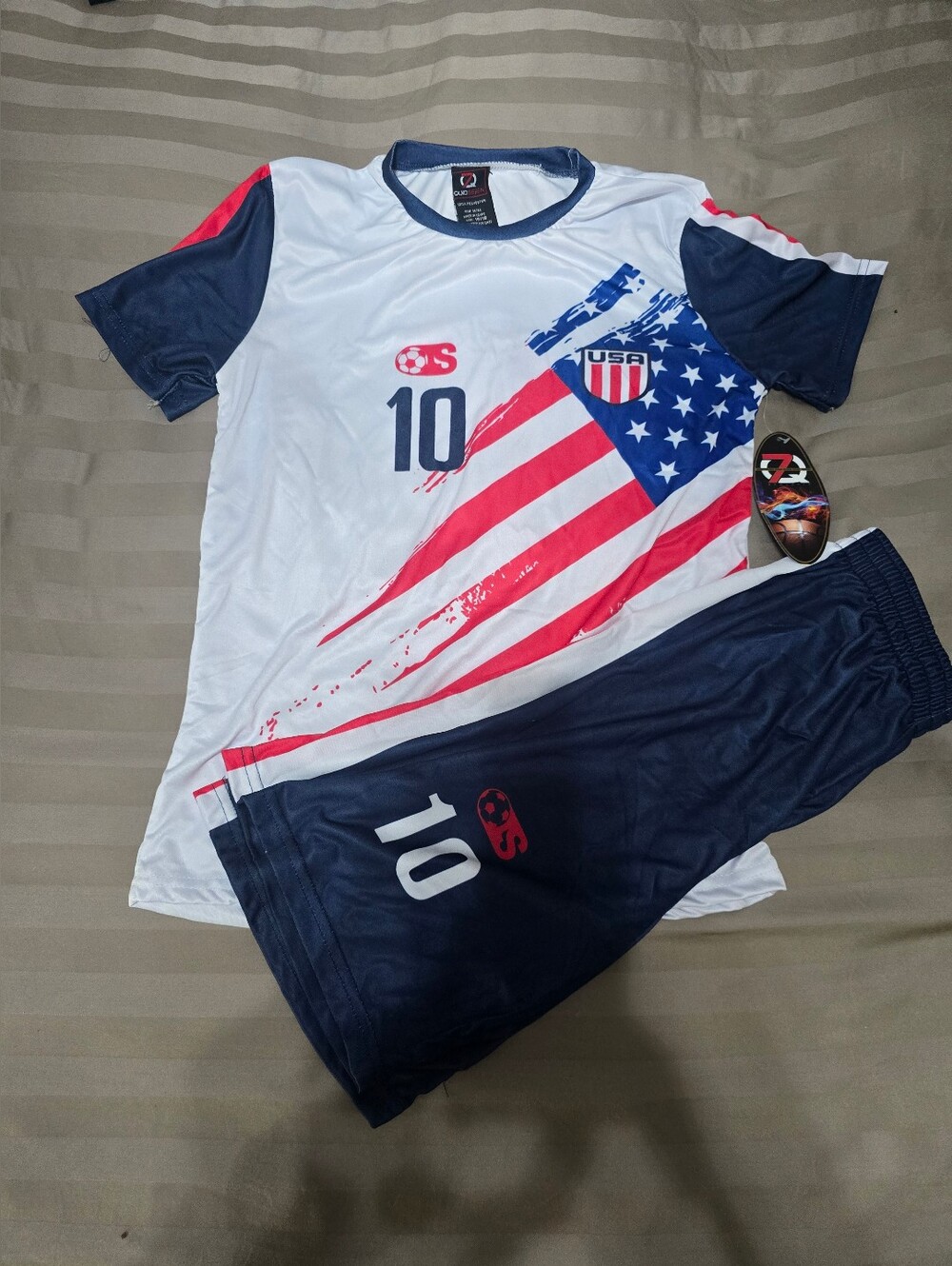 NWT Youth USA Flag Soccer Jersey & Shorts - White and Navy